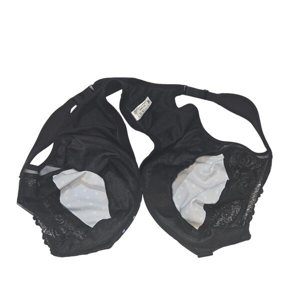 Glamorise Front-Cloure Underwire Bra 44G Black Lace Polka Dot Full Coverage - Picture 8 of 10